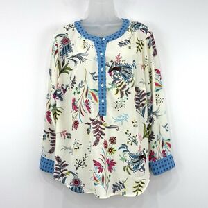 Talbots‎ Top Women's 2XP Dancing Floral Popover Cottagecore Mixed Media